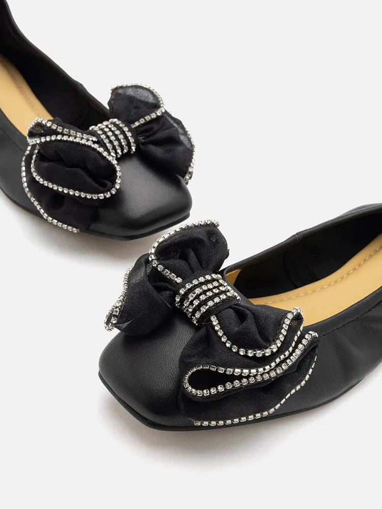 Bree Crystal Embellished Bow Flats