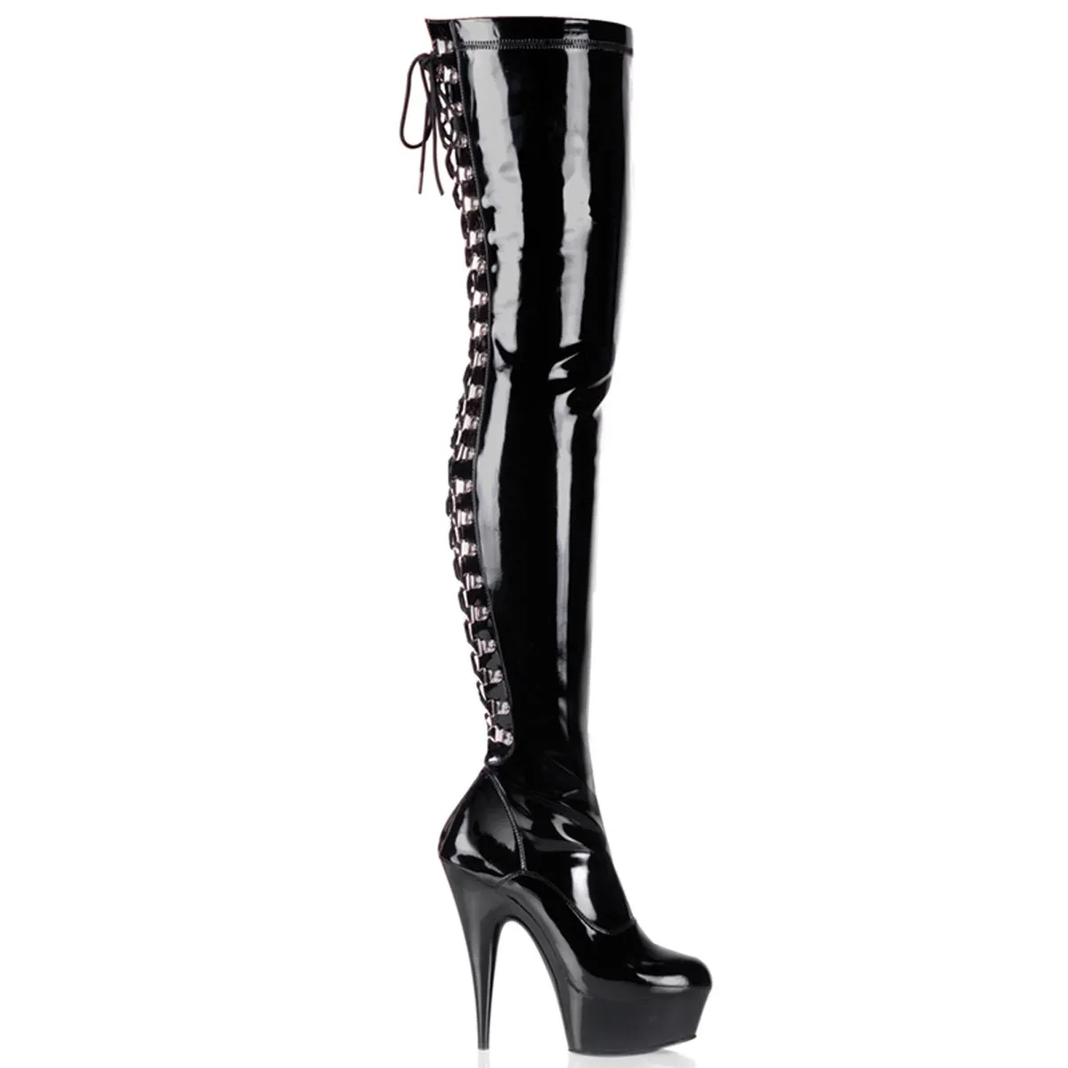 DELIGHT-3063 Pleaser Black Patent Sexy Platform Shoes (Pole Dancing Heels)