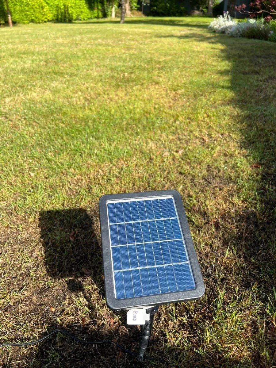 Round Ball On Vase Feature with LED Lights in Dark Grey - Solar Panel 84x33x33